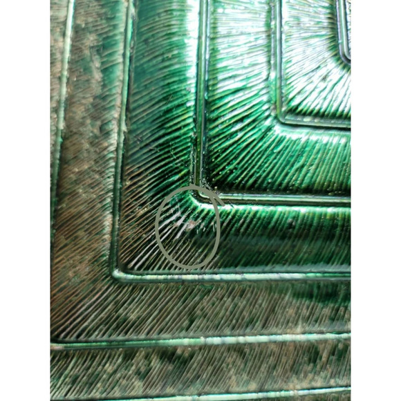 Vintage Mid Century Decorative Reverse Painted Metallic Gold/Green Plate - Picture 11 of 11